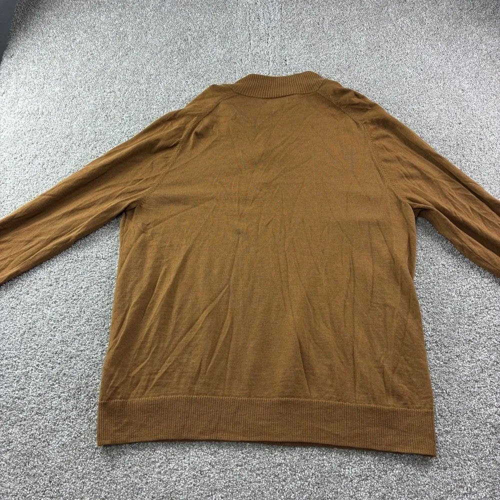 Paris Sunday Mens XL Brown Wool Blend 1/4 Zip Mock Neck Pullover Career Academia